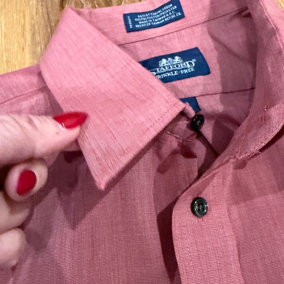 STAFFORD Men's Wrinkle Free Short Sleeve Button Up Shirt (Size: 17.5) EUC - Picture 6 of 14